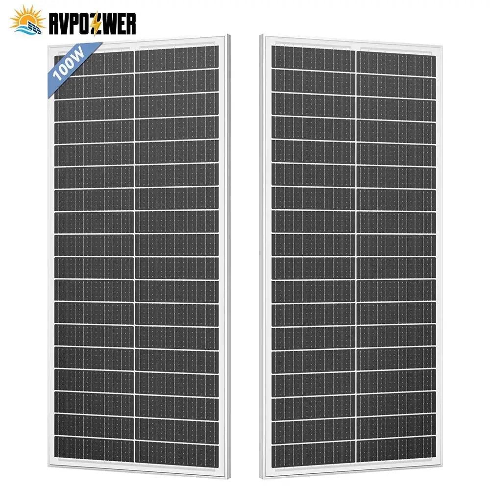 RVPOZWER 400W/200W/100W Rigid Solar Panels 18BB N-Type Mono Cells 25% High-Efficiency PV Power for Home Rooftop Camping Off Grid