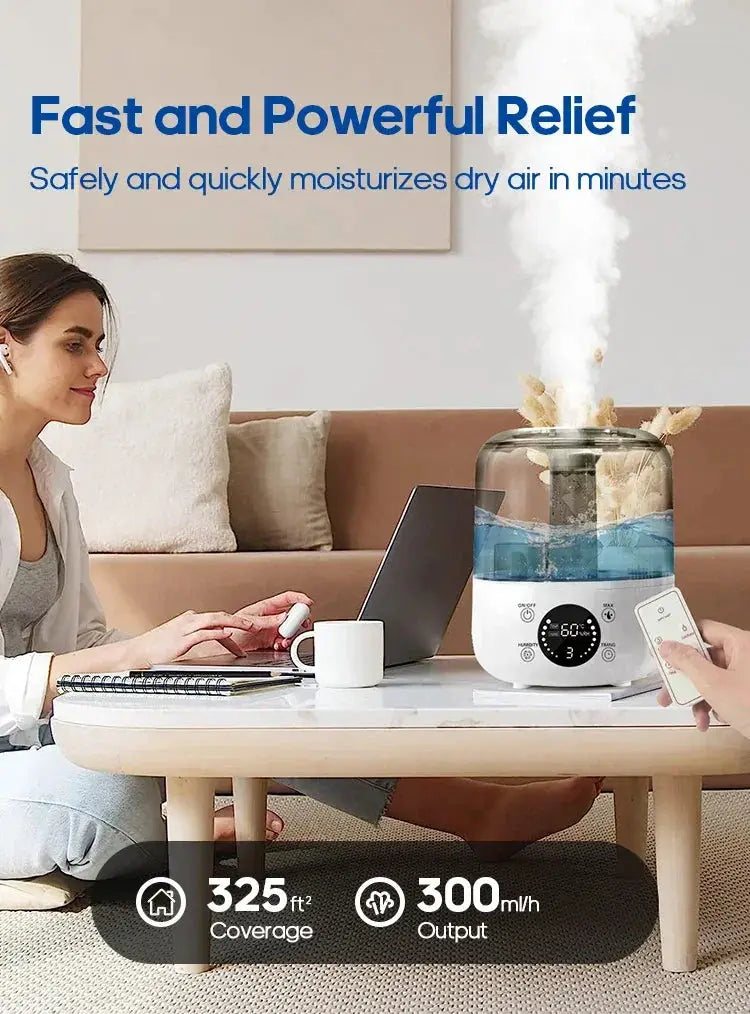 3L Ultrasonic Air Humidifier Remote Control Auto Shutoff