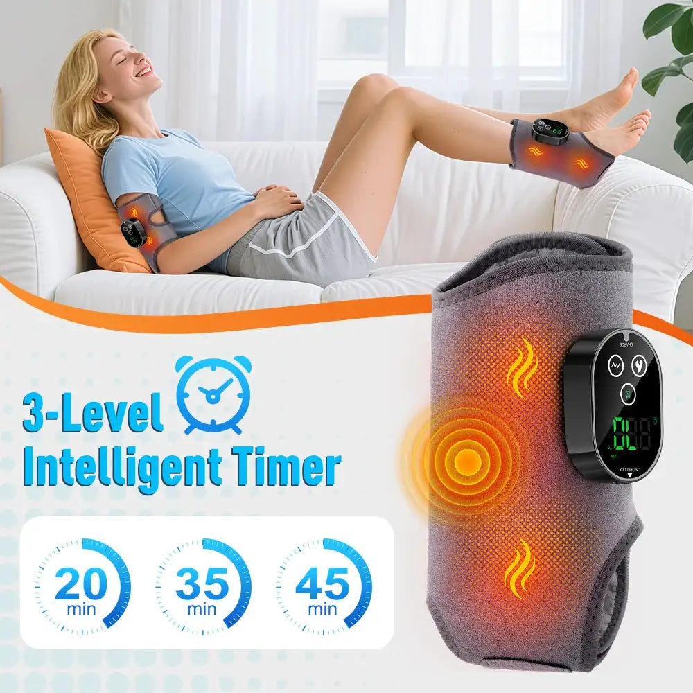 3-in-1 Cordless Heated Ankle Massager with Extension Strap, for Right Left Foot,Electric Massage Vibrating Sole Wrap,Joint Relax