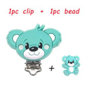 Kovict Silicone Beads Pacifier Clips Cartoon Animals Set