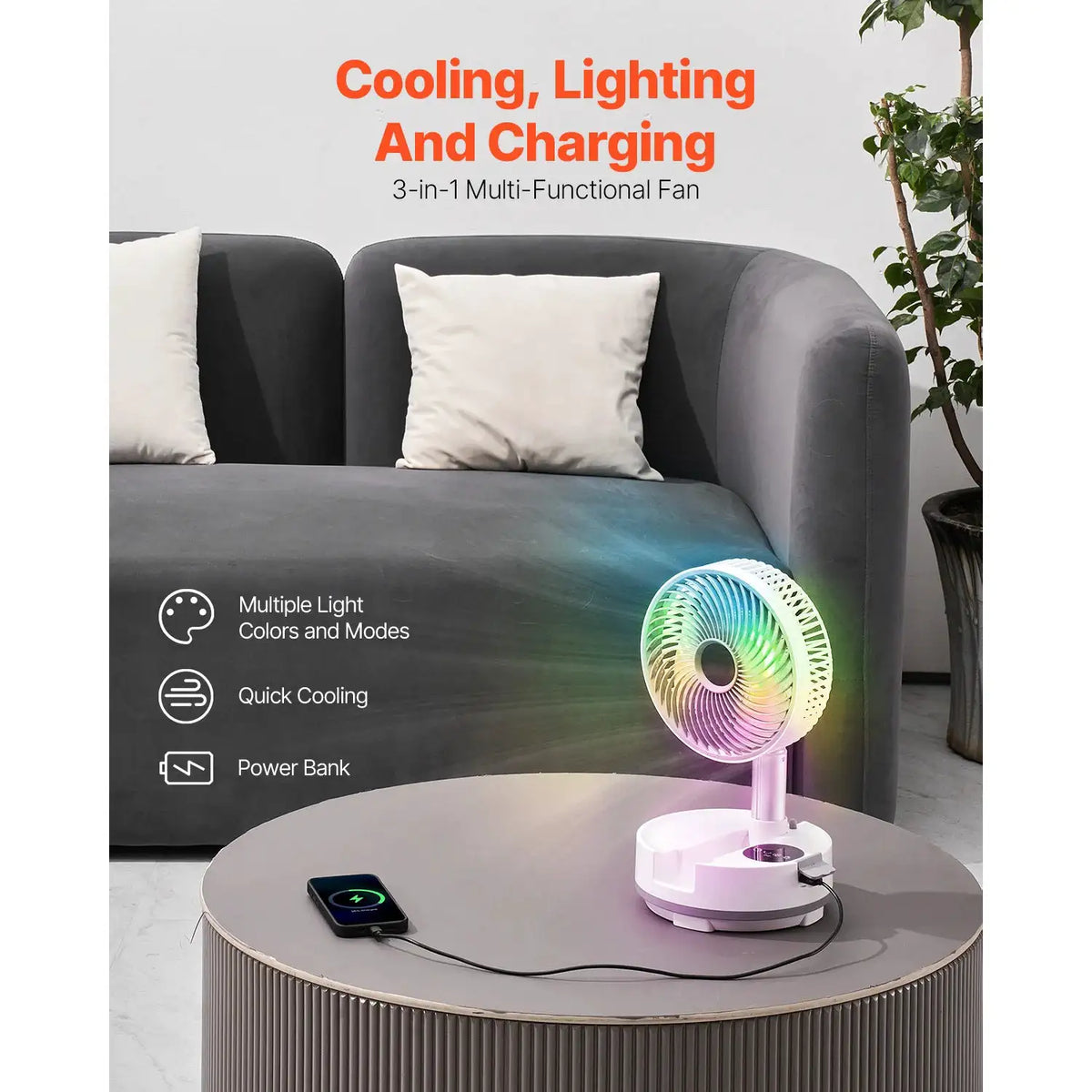 SucceBuy Foldable Rechargeable Oscillating Battery Operated w — product view 2