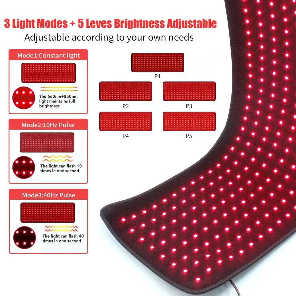 Red Light Relax Device Infrared Light Relax Pad for Waist Back Shoulder 31" x 11" Large Wearable Wrap Belt with Flexible Strap
