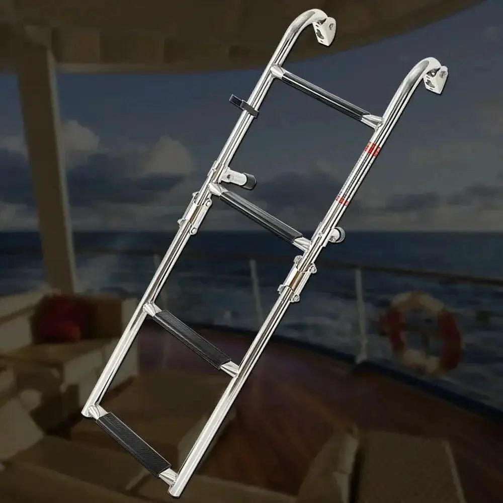 Stainless Steel Telescoping 4 Step Fold Down Boat Ladder