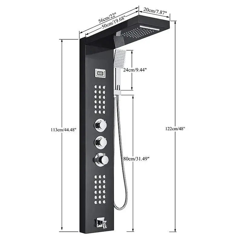 Thermostatic Shower Panel With Stainless Steel Column Faucet