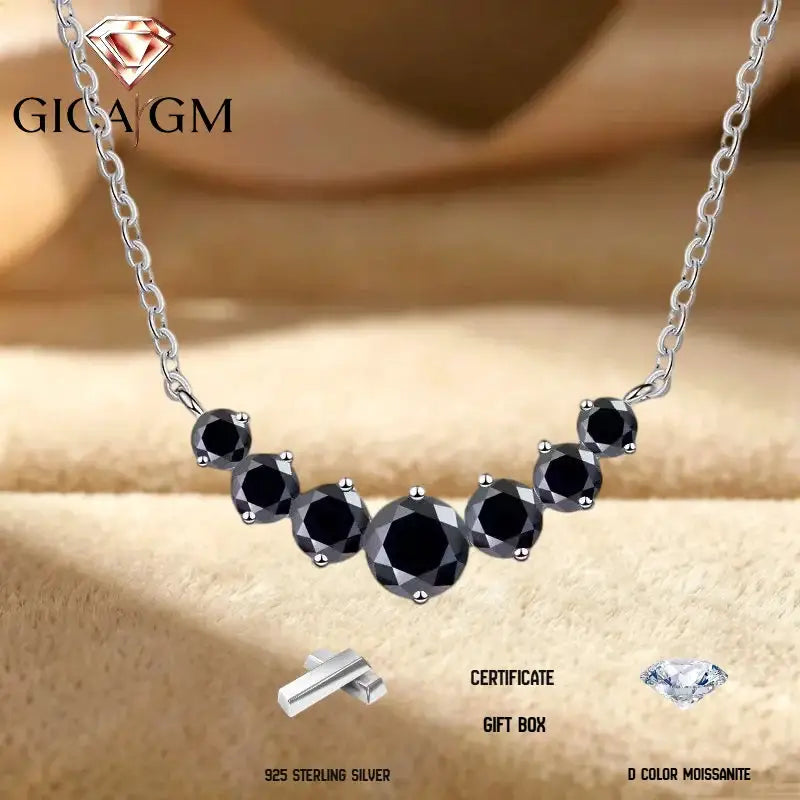 Moissanite Pendant Necklace in Sterling Silver Total — product view 4