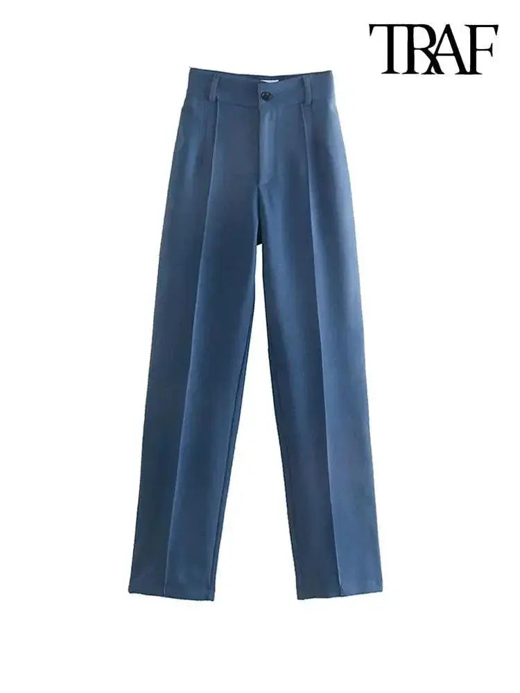 Vintage Chic High Waist Pants For Modern Office Style