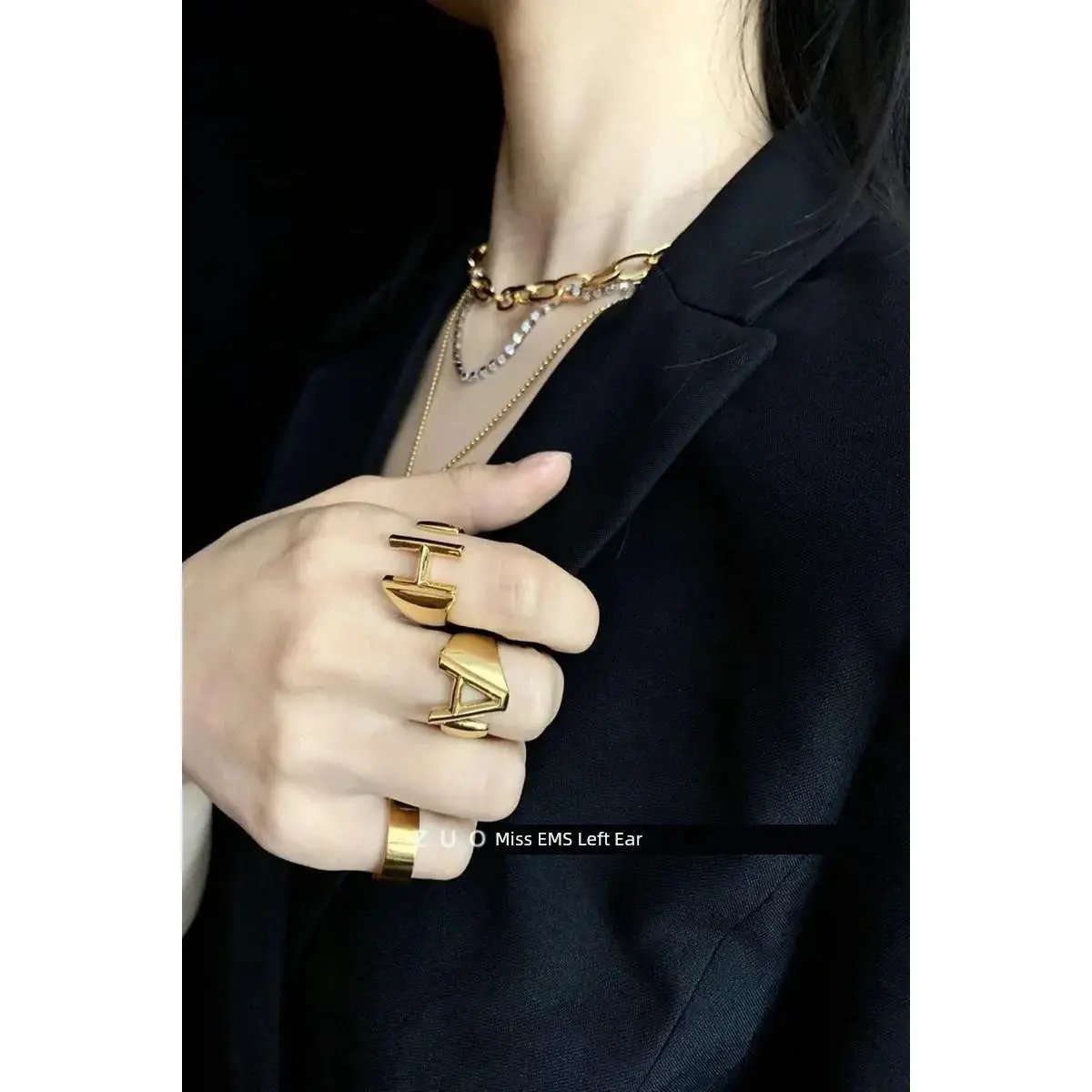 26 Letters Adjustable Gold Plated Ring Personalizable Jewelry