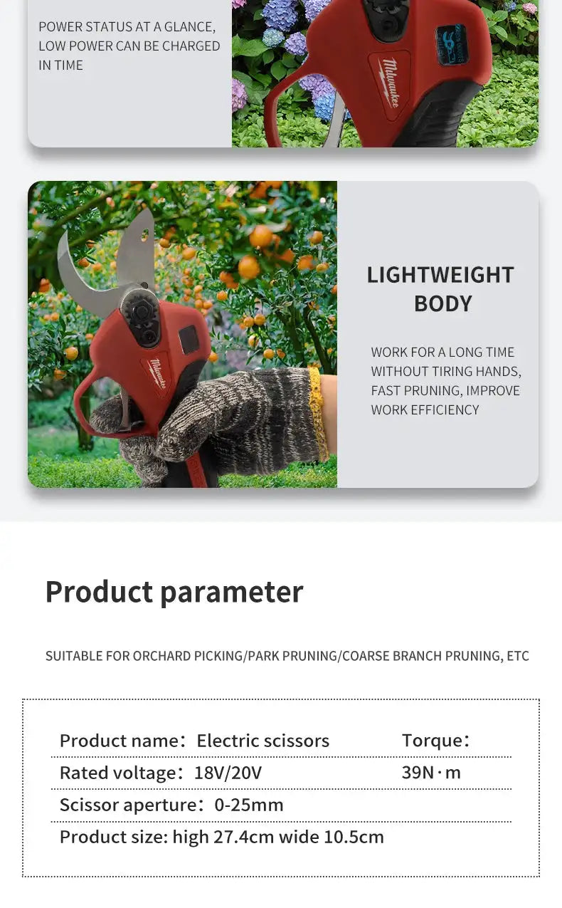 Milwaukee Cordless Electric Pruning Shears Battery — product view 17