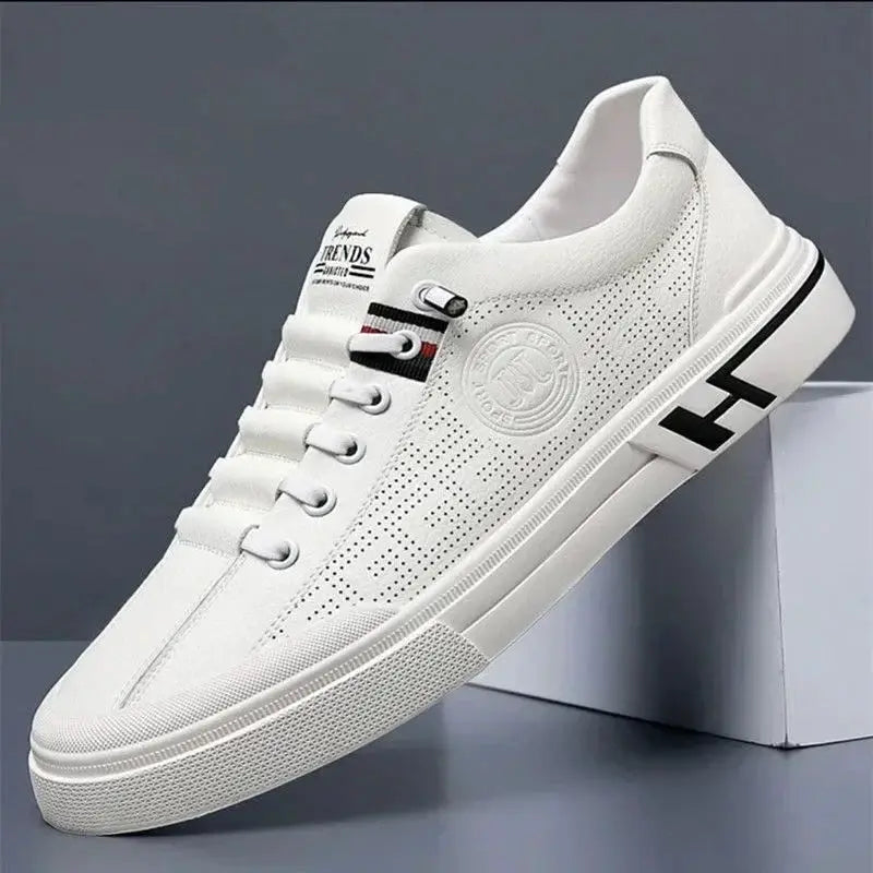 Mens Sneakers 2024 Autumn Embossed Breathable White Shoes