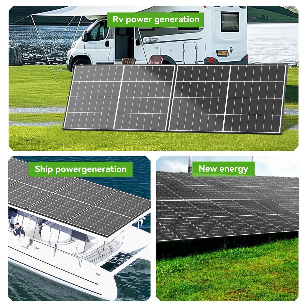 RVPOZWER 300W 10BB N-Type Solar Panel 25% Conversion Efficiency for Residential RV Roof Off Grid Solar Power Systems