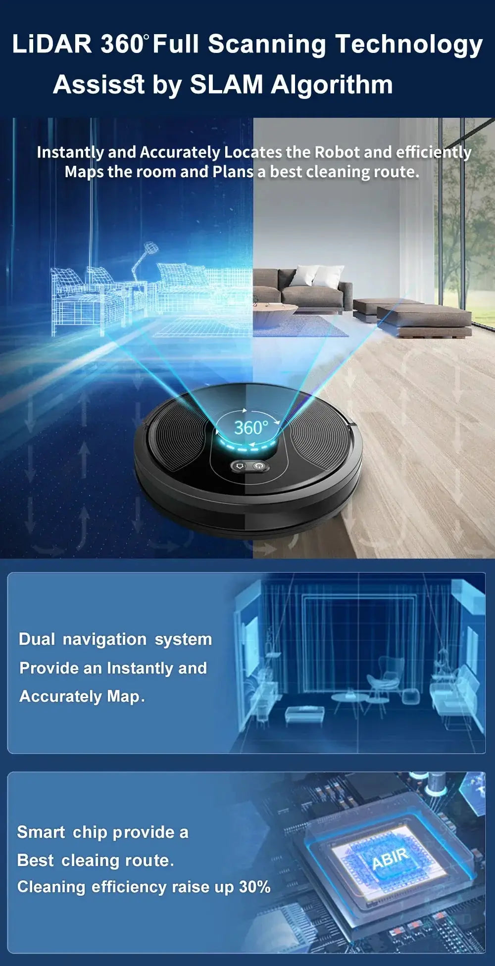 ABIR R30 Self Empty Floor Robot Vacuum Cleaner Pro - OurLum.com