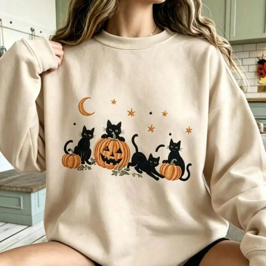 Crew Neck Black Graphic Sweatshirt