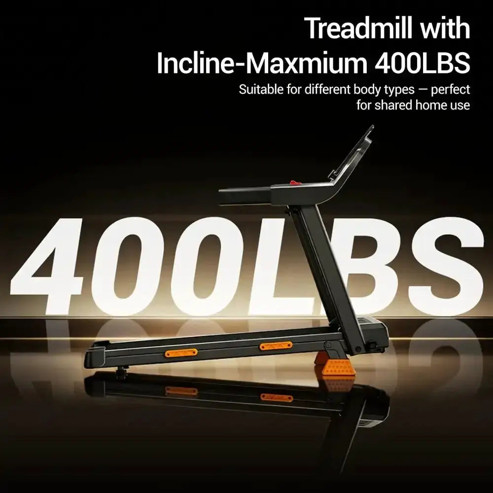 Compact 3-in-1 Treadmill with Incline, Folding Design, 12 Workout Programs, Supports 400lbs