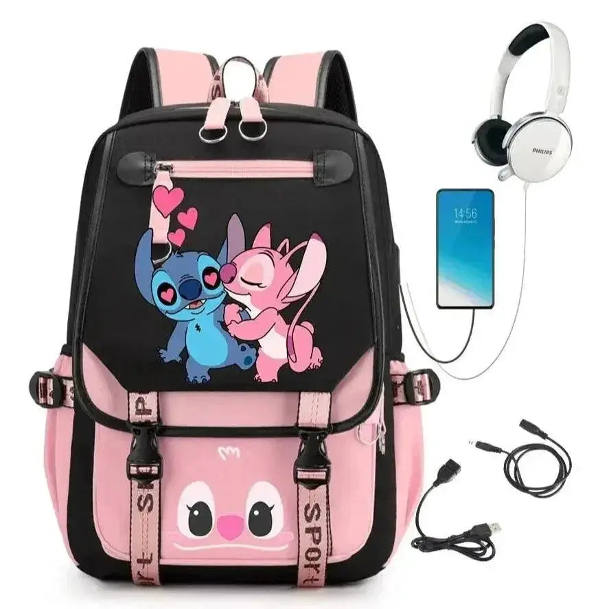 Miniso Stitch Backpack Anime Cosplay Unisex School Bag
