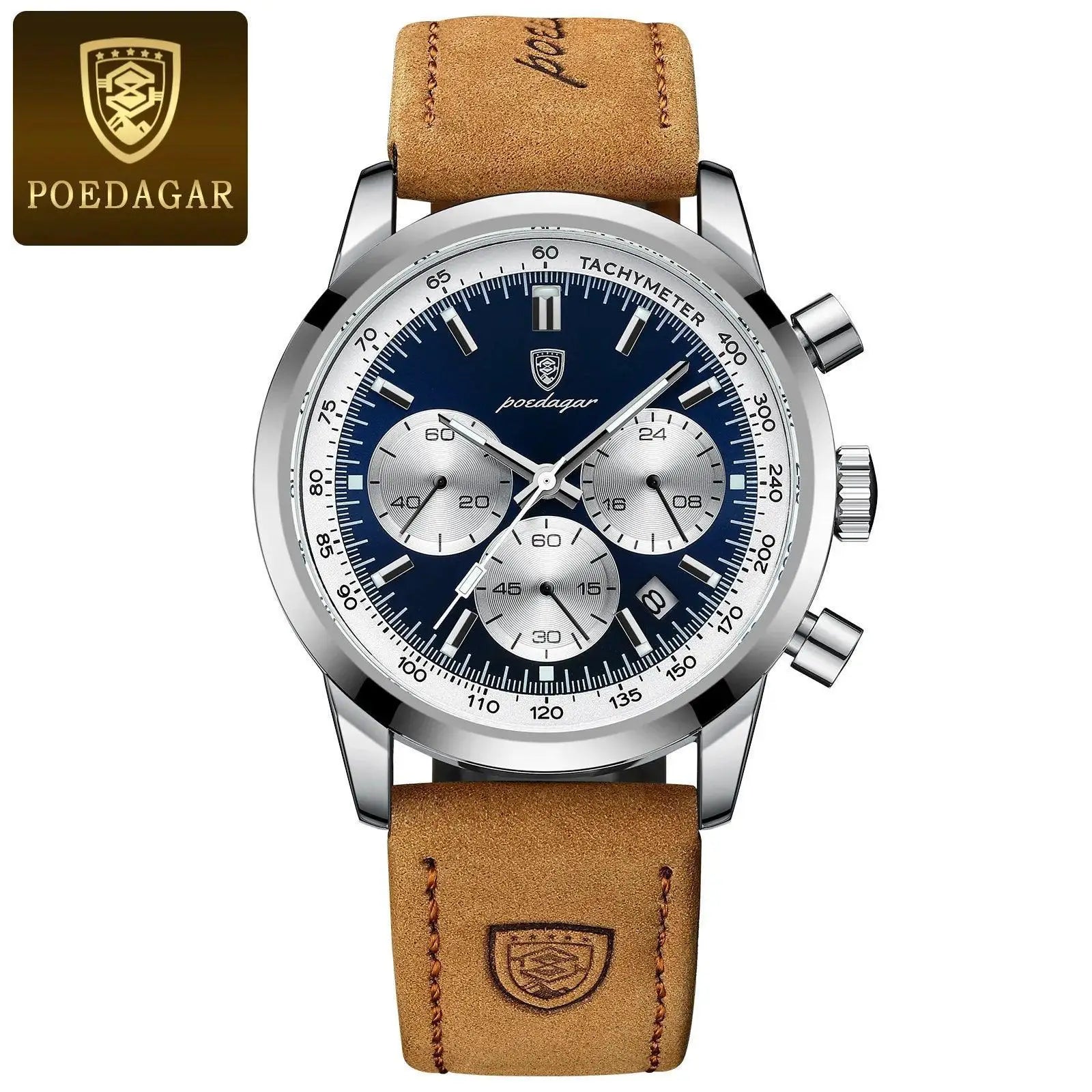 Mens Chronograph Watch Elegant Waterproof Timepiece