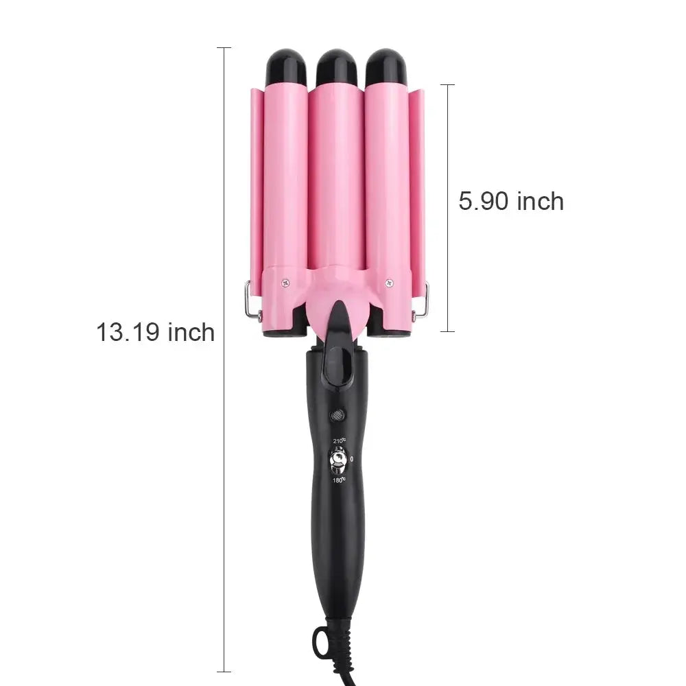 Ceramic Triple Barrel Hair Waver Curling Iron Professional