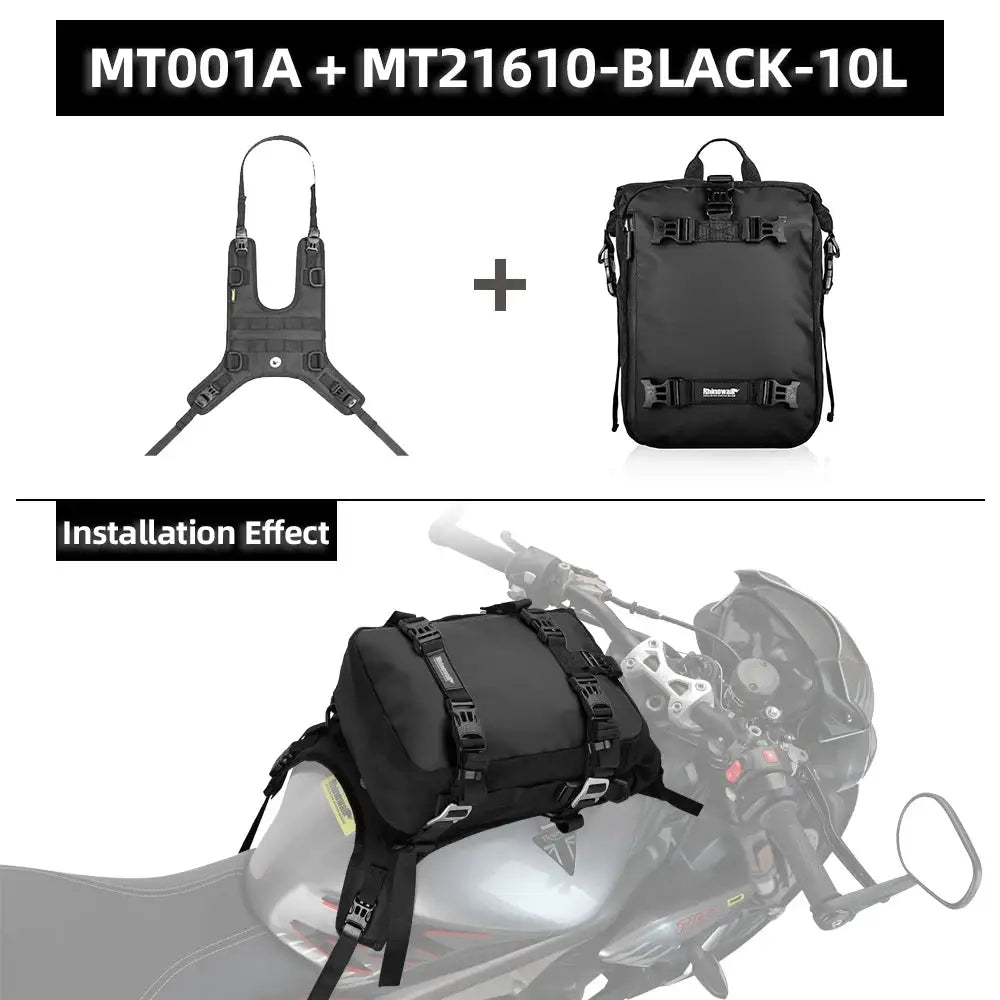 Rhinowalk Motorcycle Tank Bag Set With Base Universal 10L Internal Waterproof Outdoor Riding Pack Travel Shoulder Bags Saddle