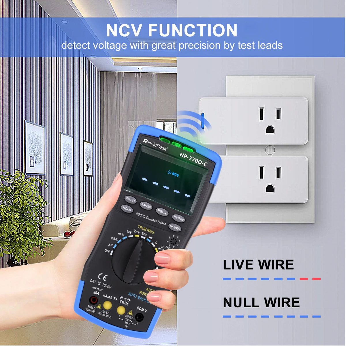 HoldPeak LCD Digital Counts True RMS Auto Range Multimetro — product view 4