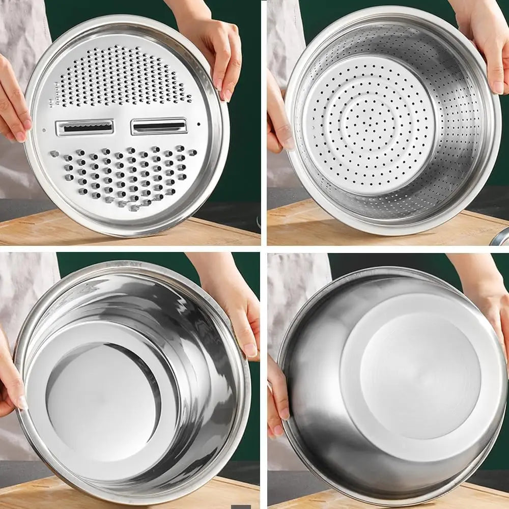 Multifunctional Stainless Steel Basin with Grater, Vegetable — product view 4