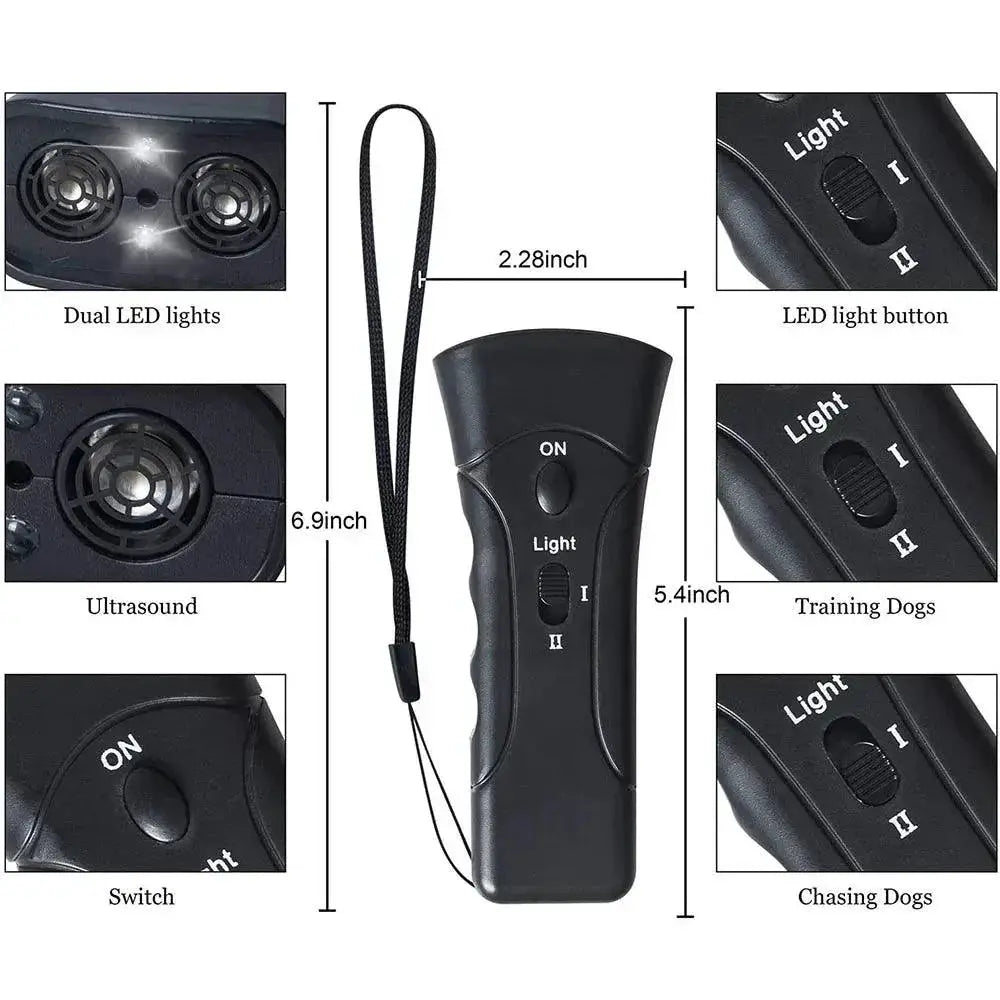 Dog Bark Control Ultrasonic Repeller LED Training Device