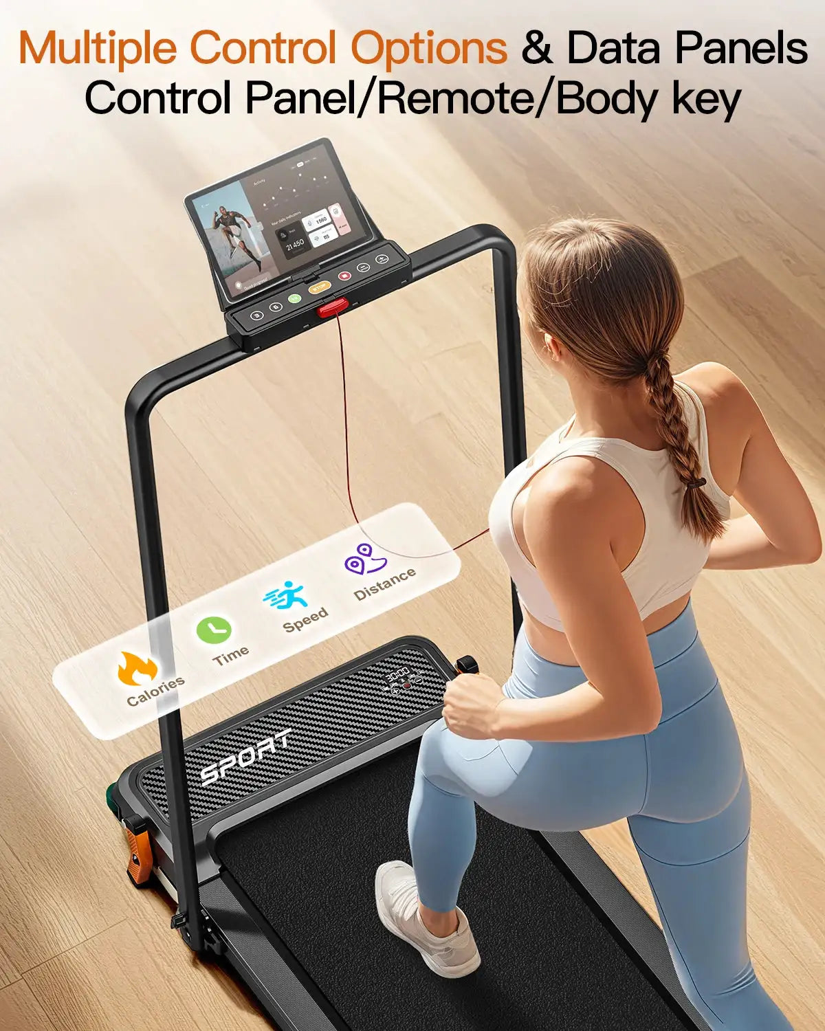 Akluer 2 in 1 Folding Treadmill Walking Pad with Foot Massage Function, 5% Incline Portable Running Machine, Under Desk Treadmill for Home Gym Workout, Remote Control & LED Display
