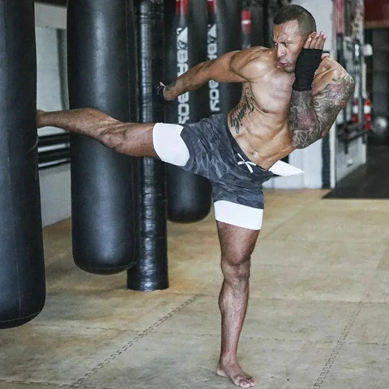 Men's 2-In-1 Camo Running and Gym Shorts Quick Dry - OurLum.com