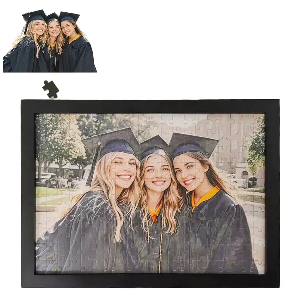 Custom Wooden Framed Photo Puzzle Gift — product view 1