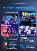 Compact 17.3 Portable Gaming Monitor 2K