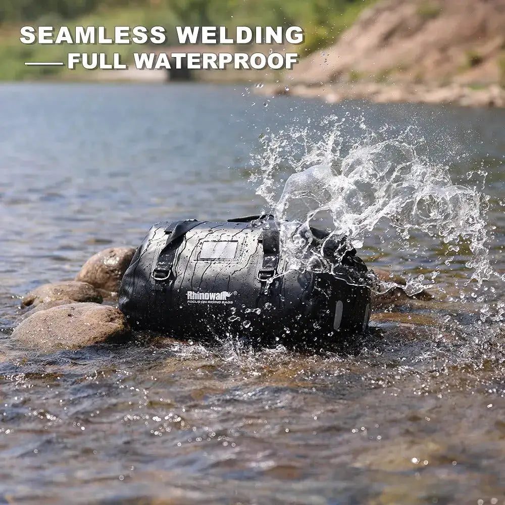 Rhinowalk Motorcycle Tail Bag Waterproof Rear Seat Bag 45L PVC Saddle Bag Durable Dry Luggage Outdoor Bag Motorbike Accessory