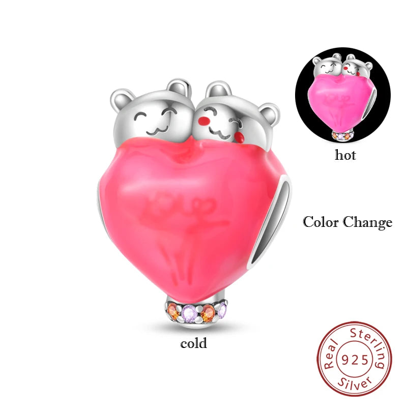 Sterling Silver Red Purple Heart