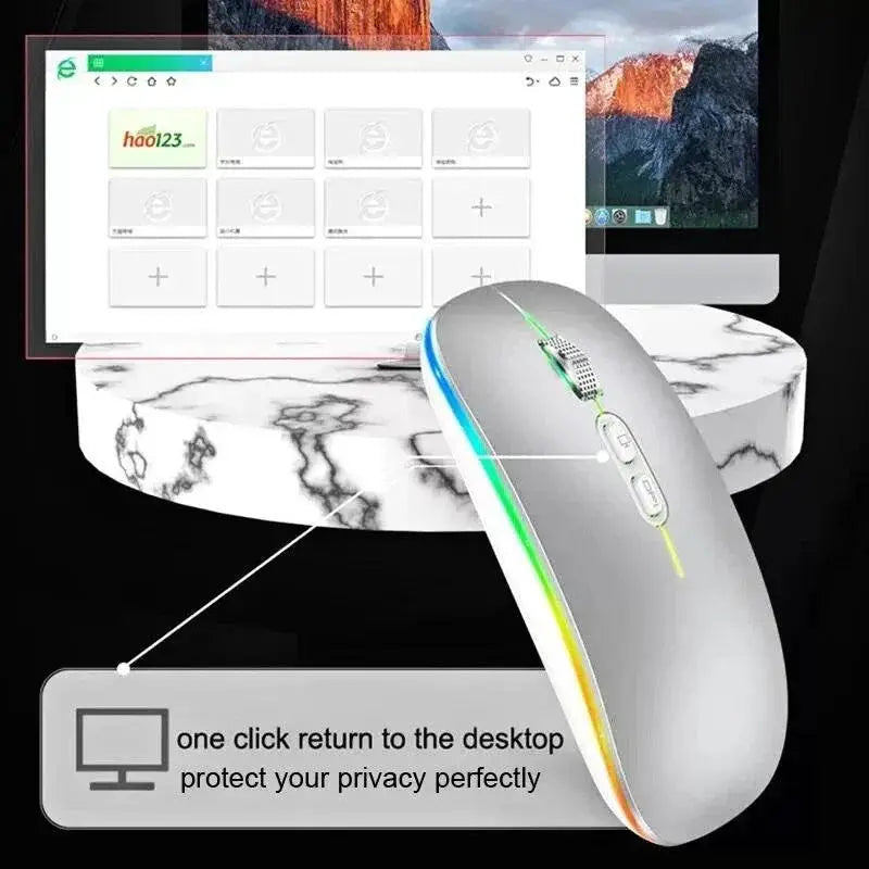 Dual Mode Bluetooth Wireless Mouse Silent Backlight