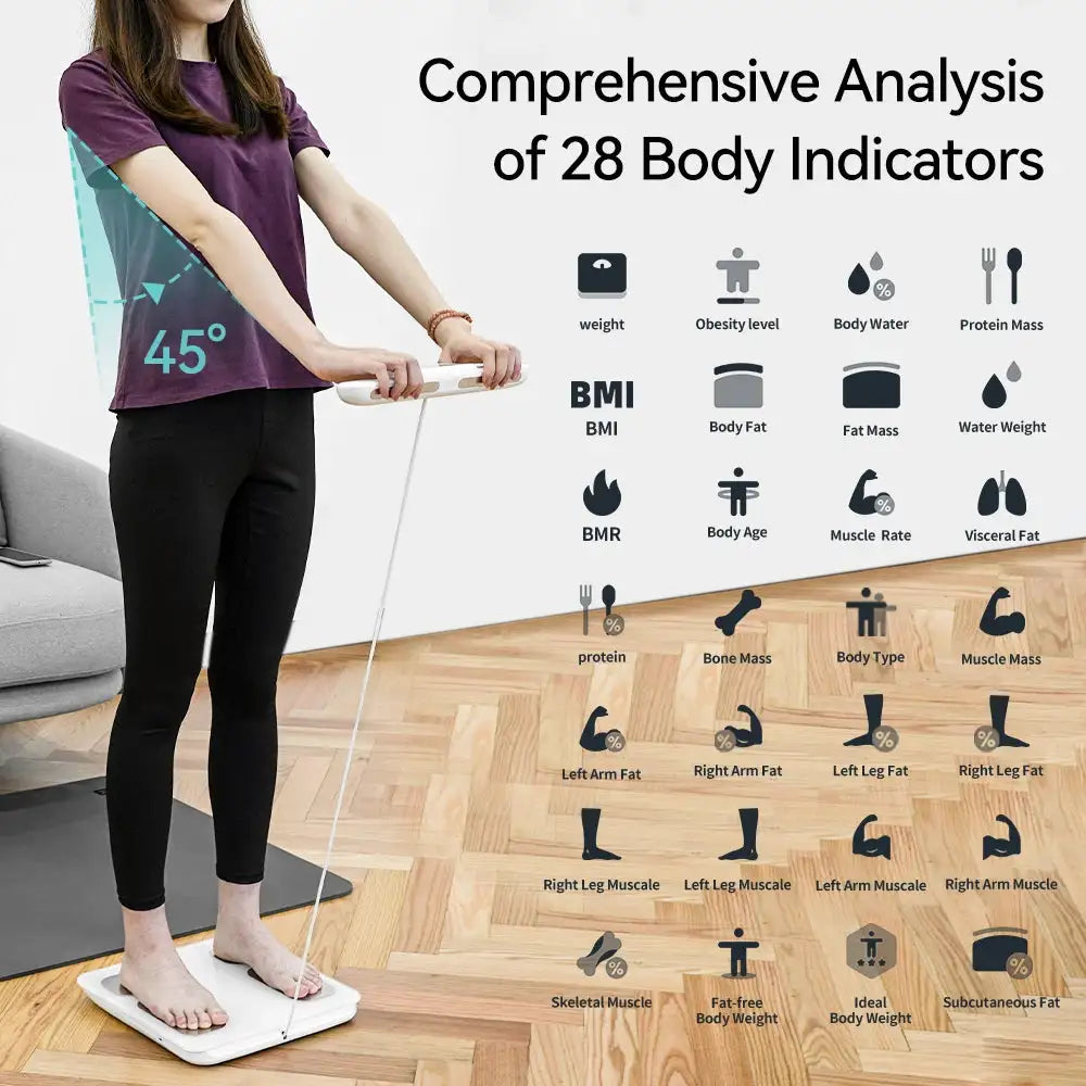 Smart Digital Bathroom Scale 8 Electrodes FSA&HSA Eligible Color TFT Display Body Weight Fat BMI Muscle Mass Measurement