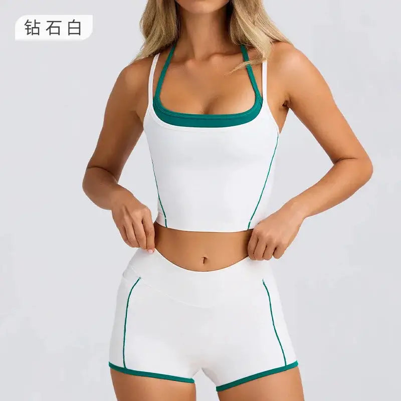 Sports Underwear Vest Shorts Suspender Bra Beauty Back Pilates Skinny High Elastic Fitness Running Yoga Set Clothes for Women