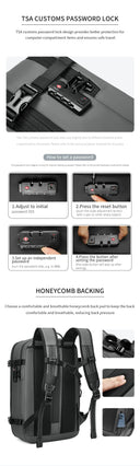 Men Travel Backpack Vacuum Compression 17 Inch Laptop Backpack