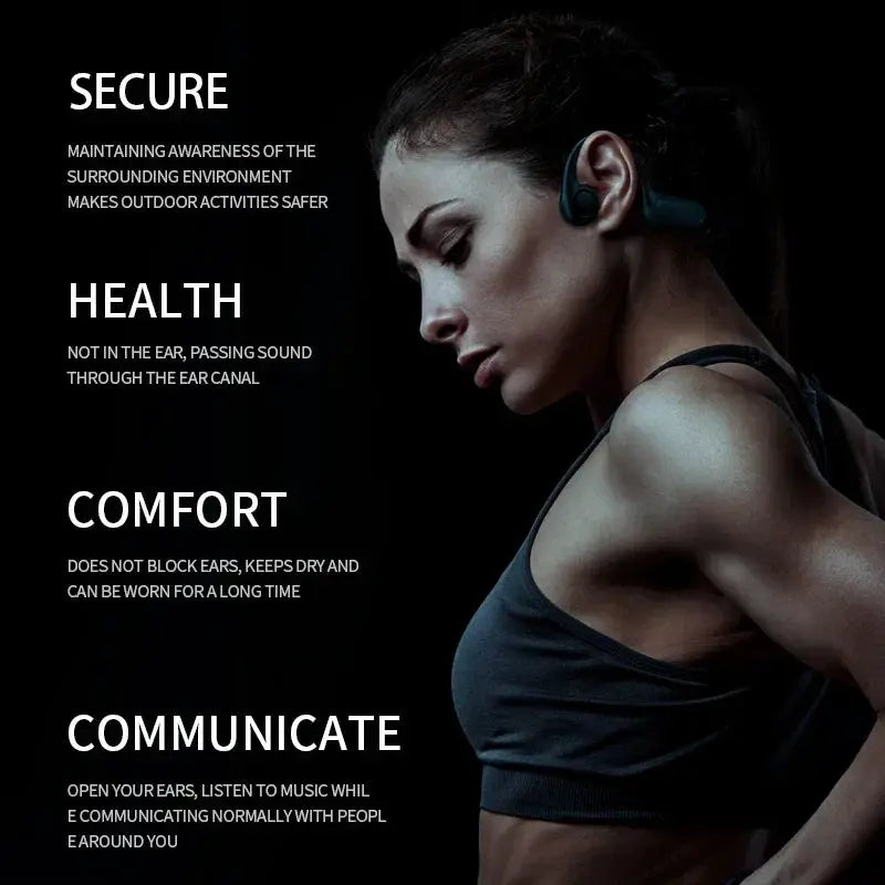 Real Bone Conduction Wireless Sport Headphones Earphones