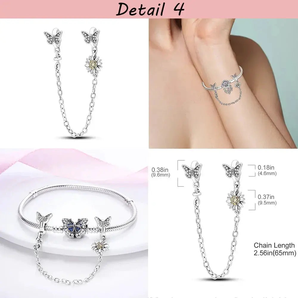 Silver Plated Beads Safety Chain Charm Bracelet Accessory