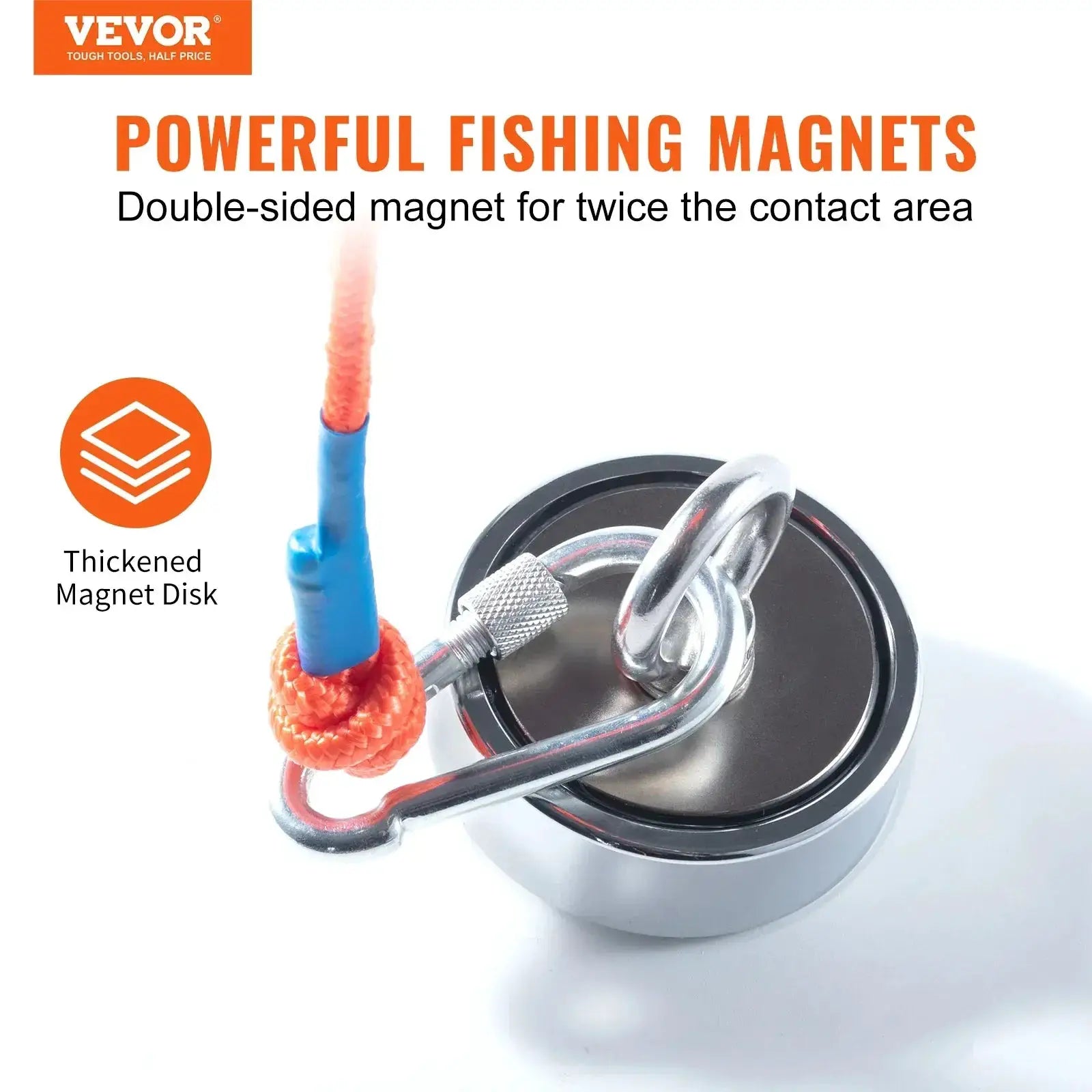 VEVOR Magnet Fishing Kit 1200Lbs Double Sided 65Ft Rope