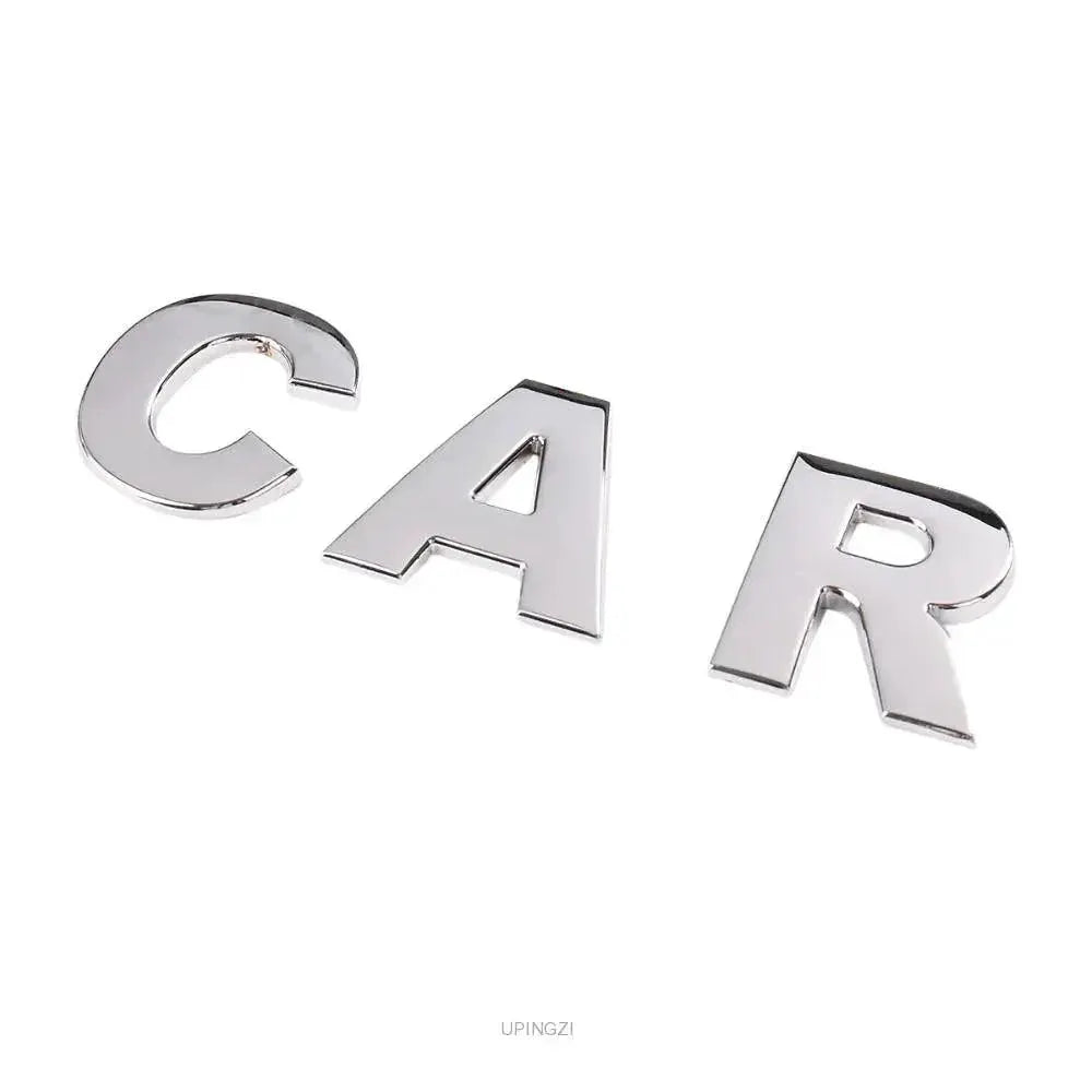 3D Metallic Silver Alphanumeric Logo Car Badge Chrome Plated
