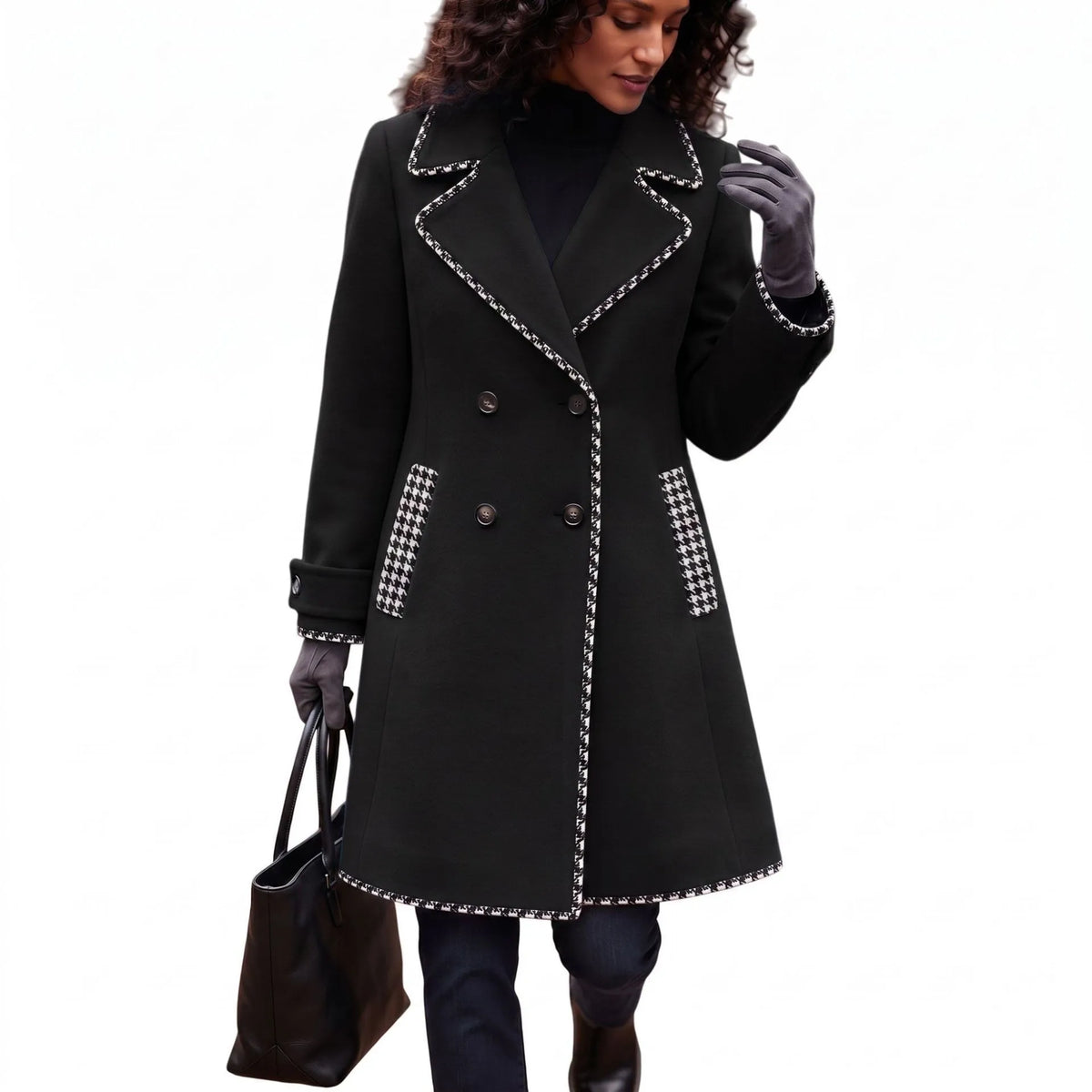 Double Breasted Patchwork Commuter Coat