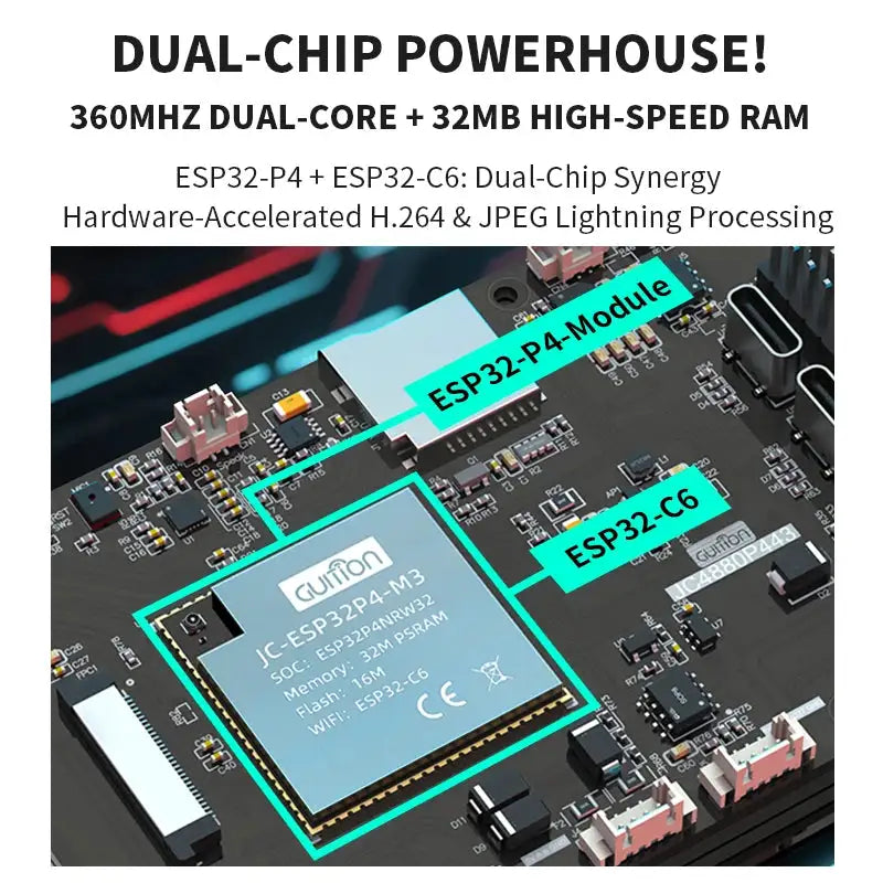 ESP32-P4 ESP32-C6 Development Board 4.3 Inch IPS Capacitive Touch Screen TFT LCD Display with Camera for IoT Smart Home DIY