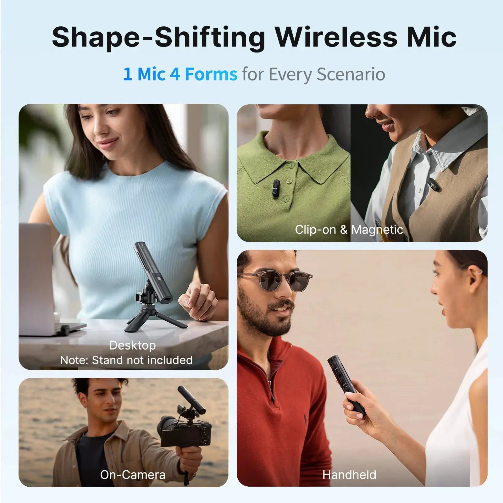 BOYA BOYA Magic Wireless Lavalier Microphone 4 Forms in 1 Mic for iPhone Android USB-C Phone Camera for Interview Live Streaming