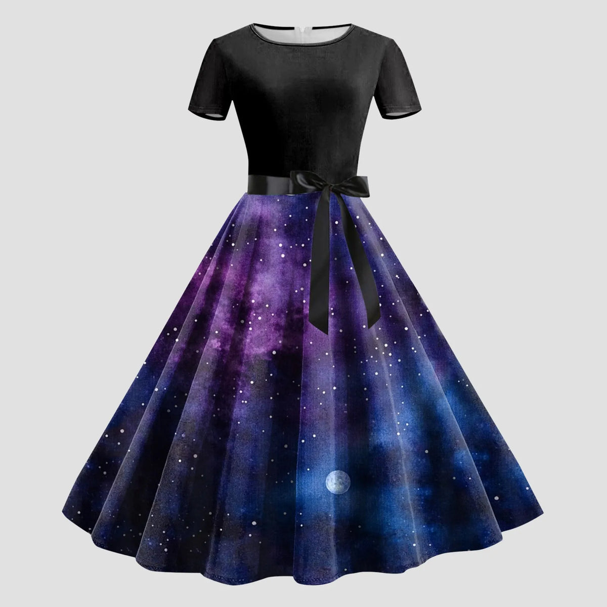 Starry Print Vintage Swing Dress