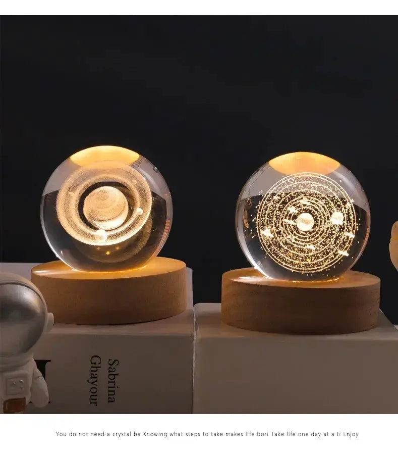 3D Crystal Ball Light Carving Solar System Night Light LED