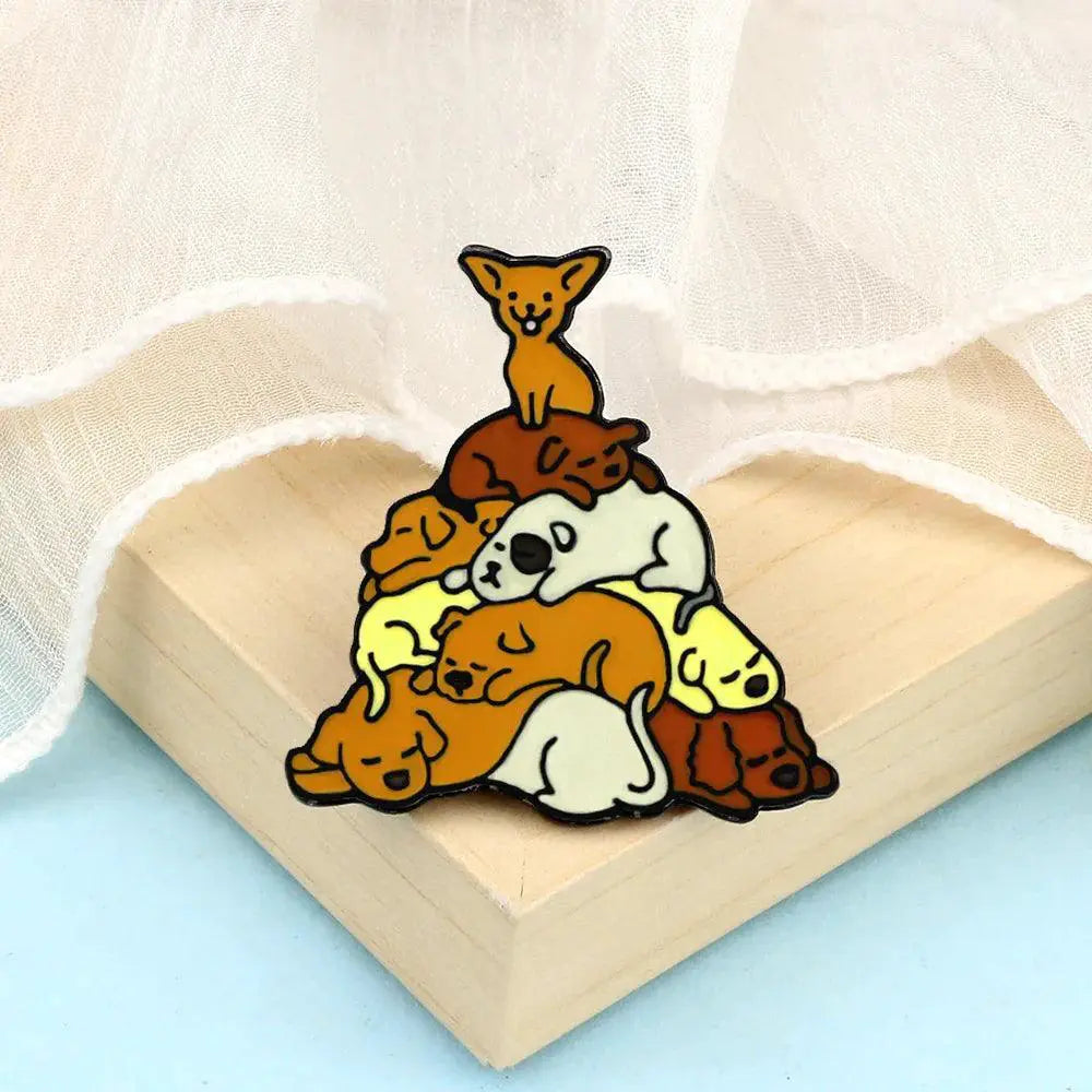 Cartoon Dogs Enamel Brooch Cute Animals Badge Jewelry Gift