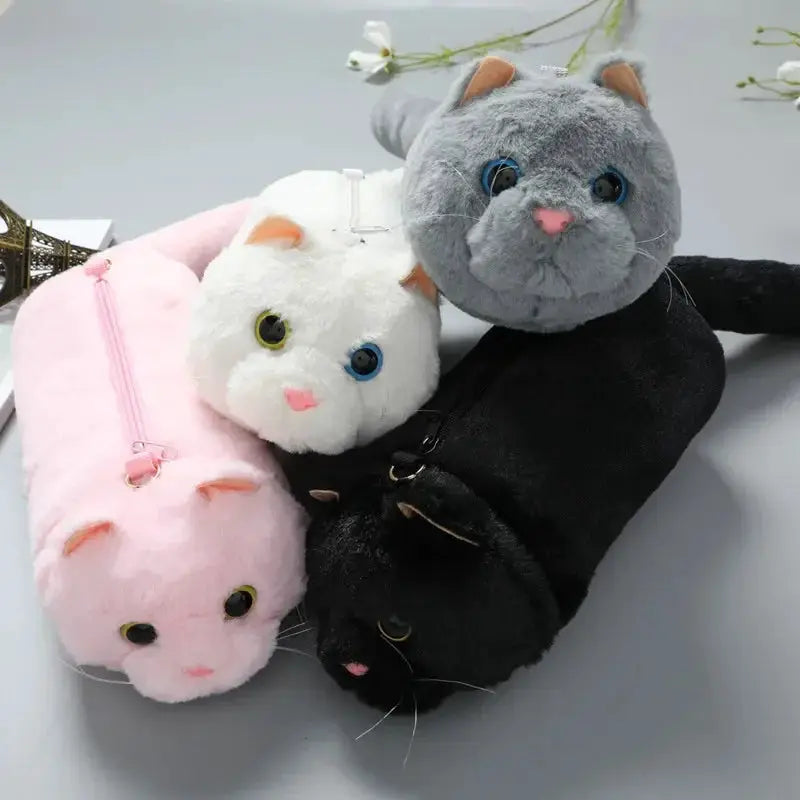 Women Cat Plush Shoulder Bag Corduroy Satin Fur Messenger