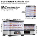 SucceBuy Tray Food Dehydrator Machine Stainless Steel Electric