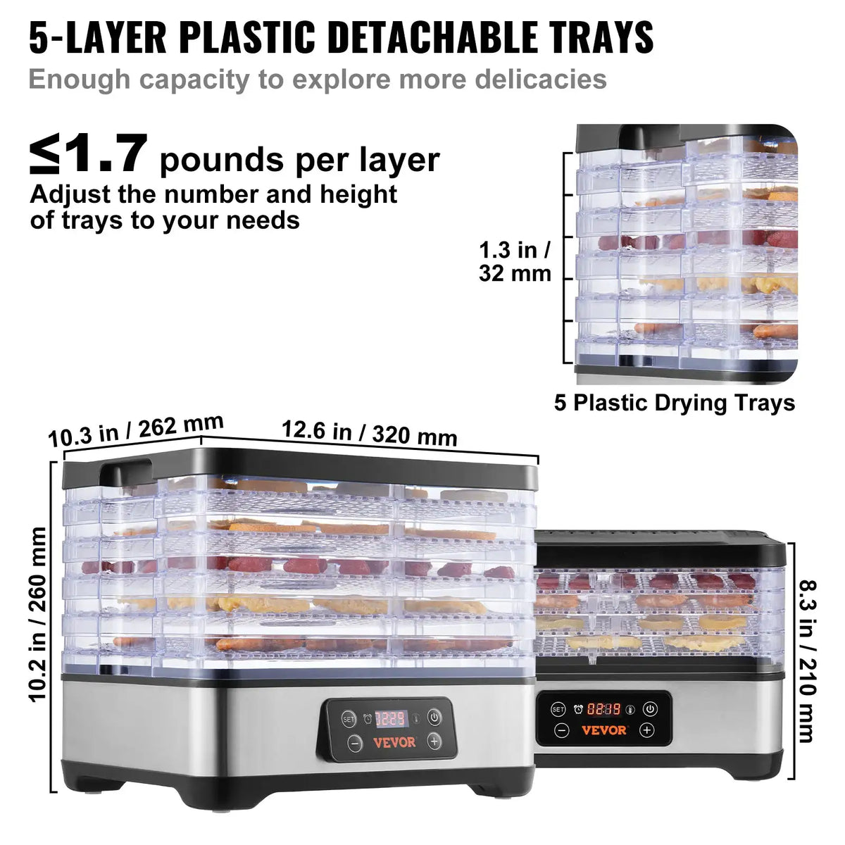 SucceBuy Tray Food Dehydrator Machine Stainless Steel Electric — product view 6