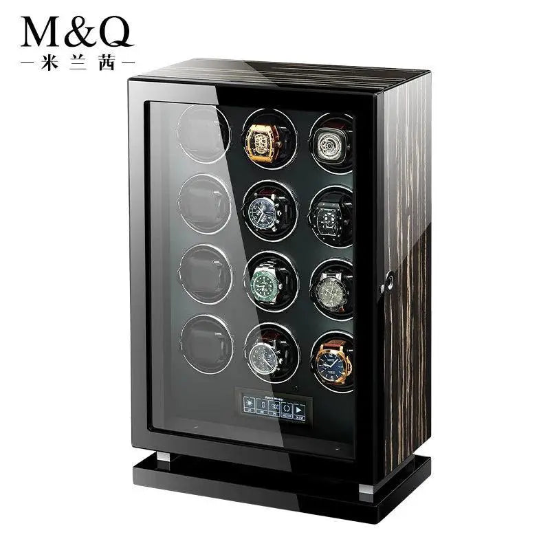 Luxury Biometric Wood Watch Winder for Secure Storage