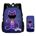2 Pcs Set Smiling Anime Critters Backpack With Pencil Bags
