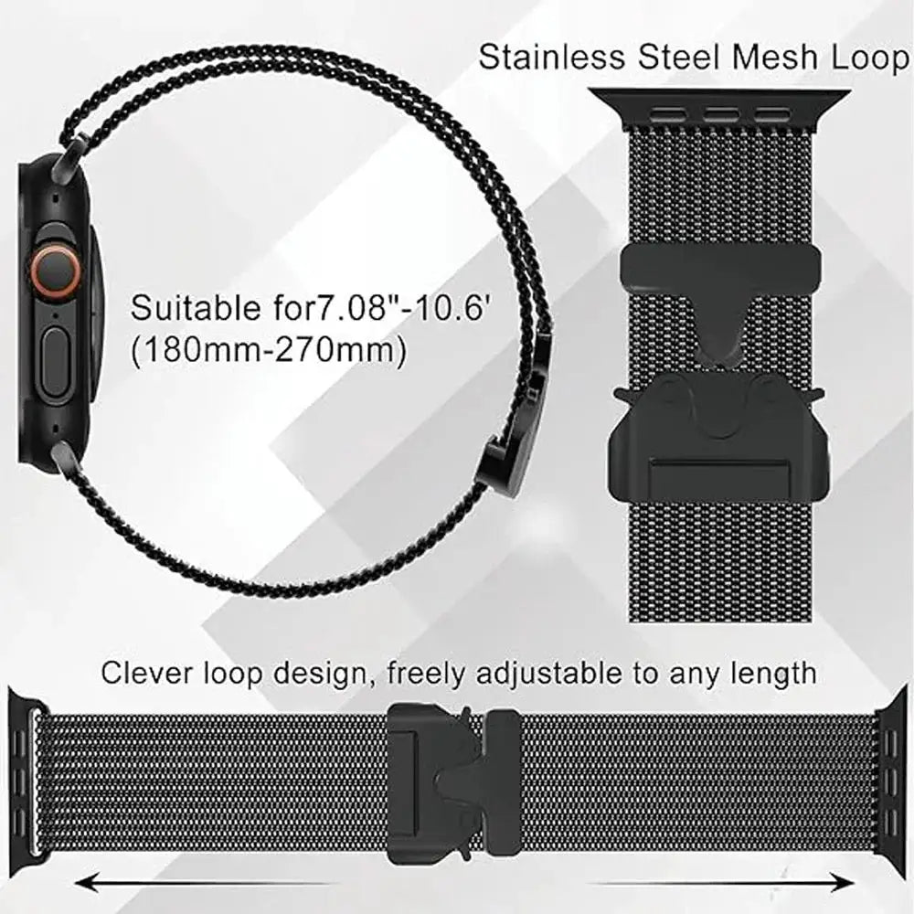 Titanium Official 1:1Strap For Apple watch Ultra Band 49mm S10 46 42 45 44mm 38 40 41 Milanese bracelet iWatch 10 9 8 7 6 5 SE 4